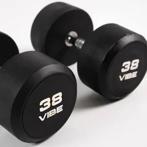 Round Rubber Dumbbells, 38 kg, (Pair)